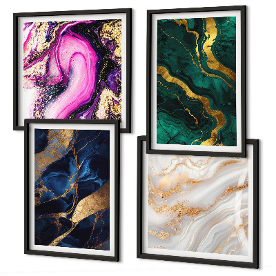 Ensemble de 4 tableaux Marbre abstrait avec des peintures