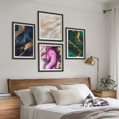 Ensemble de 4 tableaux Marbre abstrait avec des peintures