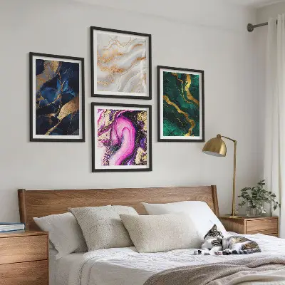 Ensemble de 4 tableaux motif marbre abstrait