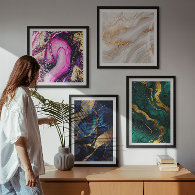 Ensemble de 4 tableaux Marbre abstrait avec des peintures