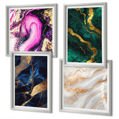 Ensemble de 4 tableaux Marbre abstrait avec des peintures