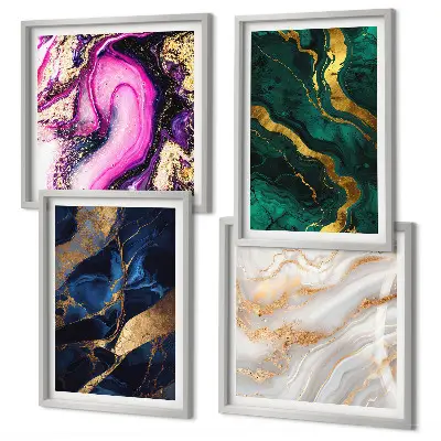 Ensemble de 4 tableaux motif marbre abstrait