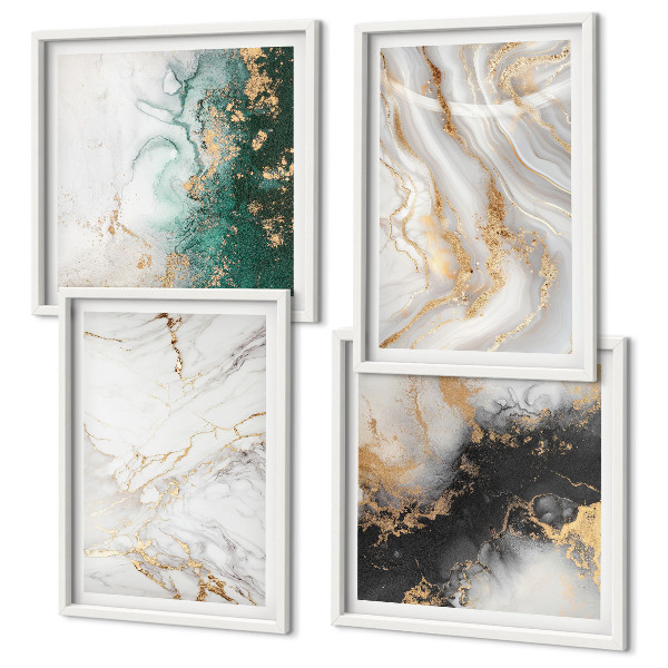 Mur de tableaux Motifs abstraits blanc noir vert