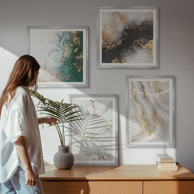 Mur de tableaux Motifs abstraits blanc noir vert