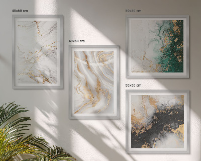 Mur de tableaux Motifs abstraits blanc noir vert
