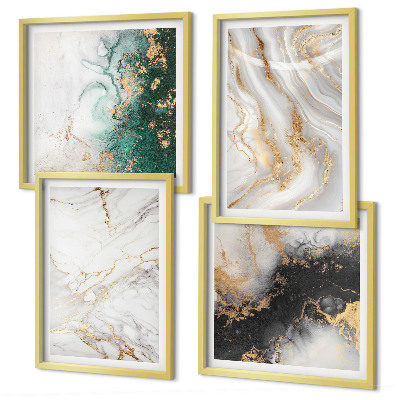 Mur de tableaux Motifs abstraits blanc noir vert