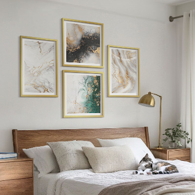 Mur de tableaux Motifs abstraits blanc noir vert