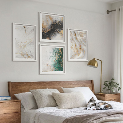 Mur de tableaux Motifs abstraits blanc noir vert
