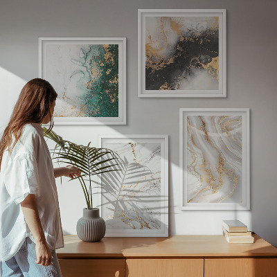 Mur de tableaux Motifs abstraits blanc noir vert
