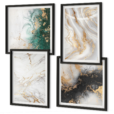 Mur de tableaux Motifs abstraits blanc noir vert