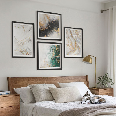 Mur de tableaux Motifs abstraits blanc noir vert