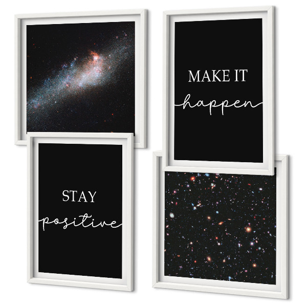 Polyptyque z cadres Slogans de motivation étoiles espace