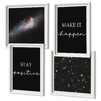 Tableau polyptyque de 2 cadres slogans de motivation avec des étoiles dans l'espace