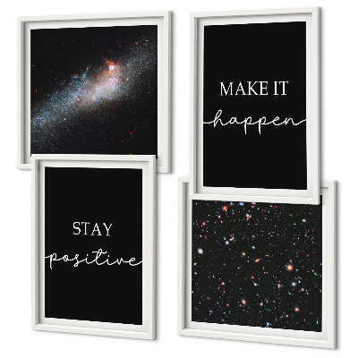 Polyptyque z cadres Slogans de motivation étoiles espace