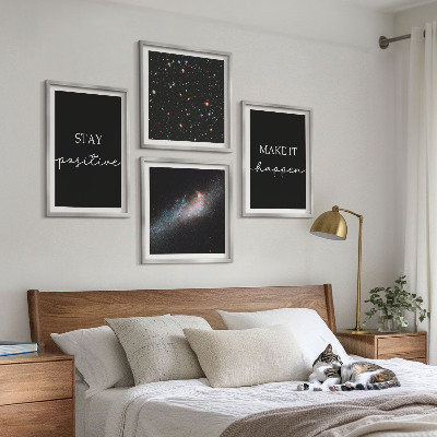 Polyptyque z cadres Slogans de motivation étoiles espace