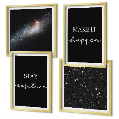 Polyptyque z cadres Slogans de motivation étoiles espace