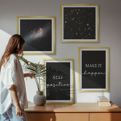 Polyptyque z cadres Slogans de motivation étoiles espace