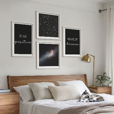 Polyptyque z cadres Slogans de motivation étoiles espace