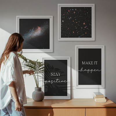 Polyptyque z cadres Slogans de motivation étoiles espace