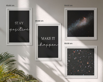 Polyptyque z cadres Slogans de motivation étoiles espace