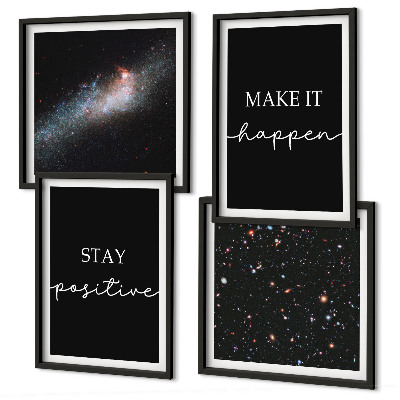 Polyptyque z cadres Slogans de motivation étoiles espace