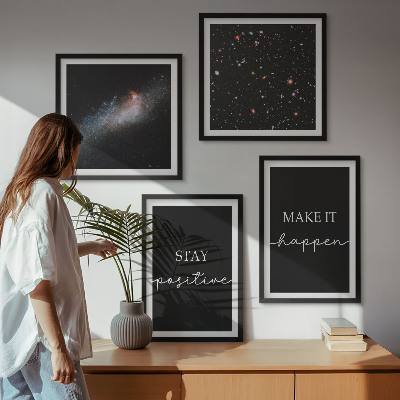 Polyptyque z cadres Slogans de motivation étoiles espace