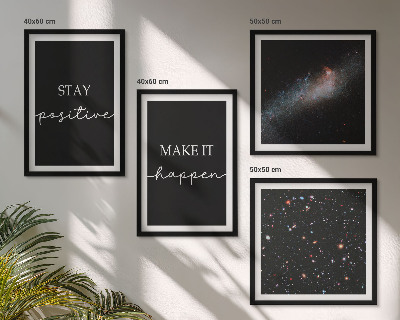 Polyptyque z cadres Slogans de motivation étoiles espace