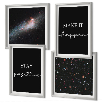Polyptyque z cadres Slogans de motivation étoiles espace