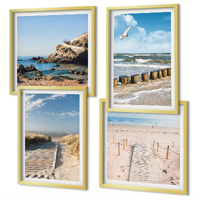 Mur de tableaux Plage, sable, vagues, ciel, oiseaux