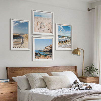 Mur de tableaux Plage, sable, vagues, ciel, oiseaux