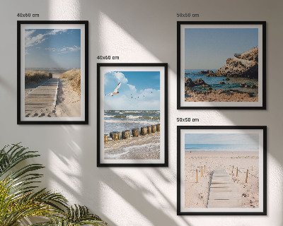 Mur de tableaux Plage, sable, vagues, ciel, oiseaux