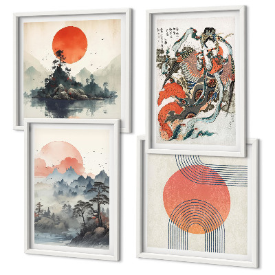 Polyptyque z cadres Paysages asiatiques japondi