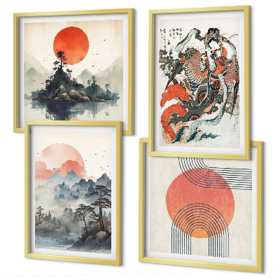 Polyptyque z cadres Paysages asiatiques japondi