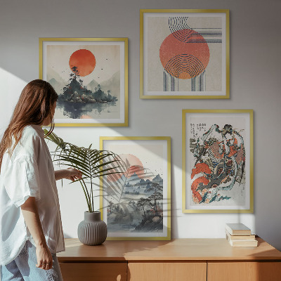 Polyptyque z cadres Paysages asiatiques japondi