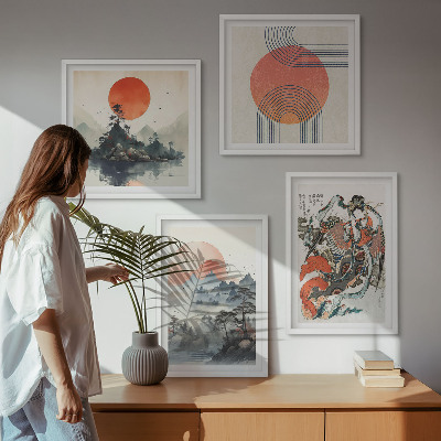 Polyptyque z cadres Paysages asiatiques japondi