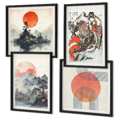 Polyptyque z cadres Paysages asiatiques japondi