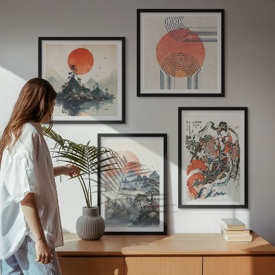 Polyptyque z cadres Paysages asiatiques japondi