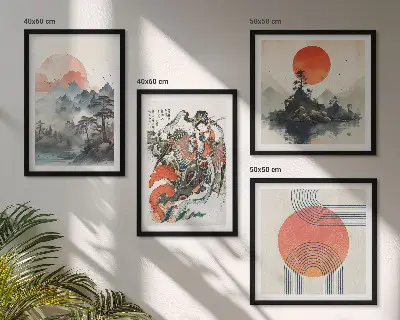 Tableau polyptyque en 2 cadres paysages asiatiques style japandi