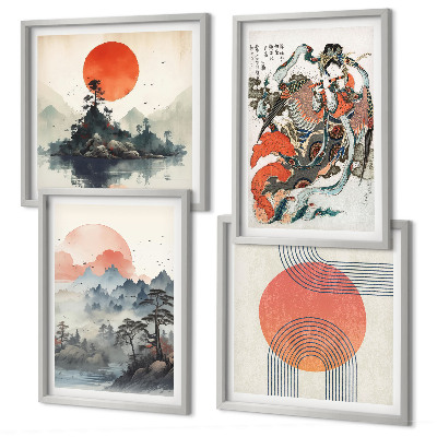 Polyptyque z cadres Paysages asiatiques japondi