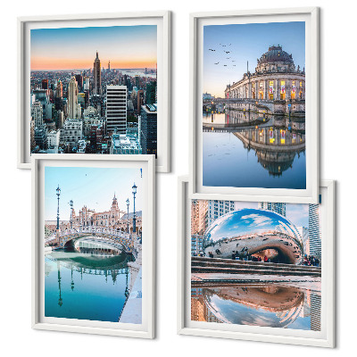 Ensemble de 4 tableaux Architecture des villes sur l'eau