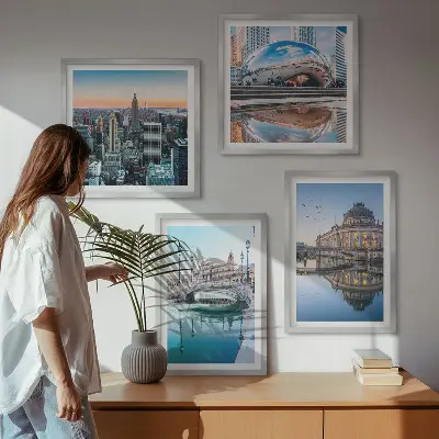 Architecture des villes sur l'eau ensemble de 4 tableaux