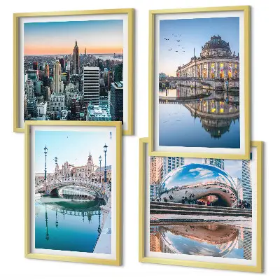Architecture des villes sur l'eau ensemble de 4 tableaux