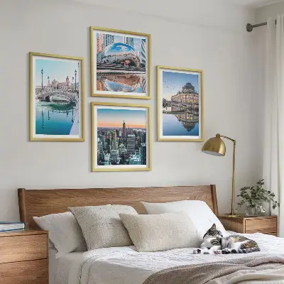 Architecture des villes sur l'eau ensemble de 4 tableaux