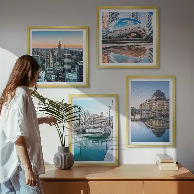 Architecture des villes sur l'eau ensemble de 4 tableaux