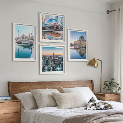 Ensemble de 4 tableaux Architecture des villes sur l'eau