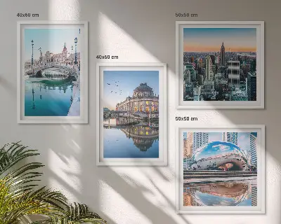 Architecture des villes sur l'eau ensemble de 4 tableaux