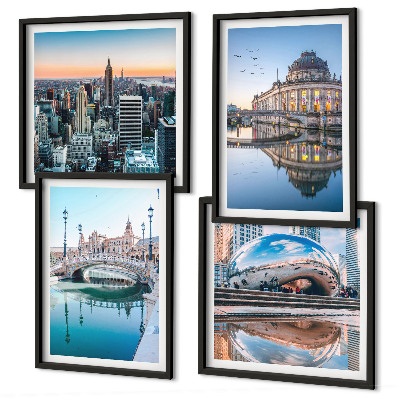 Ensemble de 4 tableaux Architecture des villes sur l'eau
