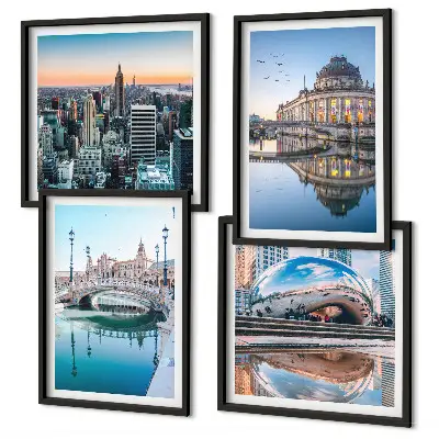 Architecture des villes sur l'eau ensemble de 4 tableaux