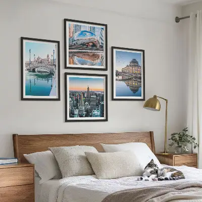 Architecture des villes sur l'eau ensemble de 4 tableaux