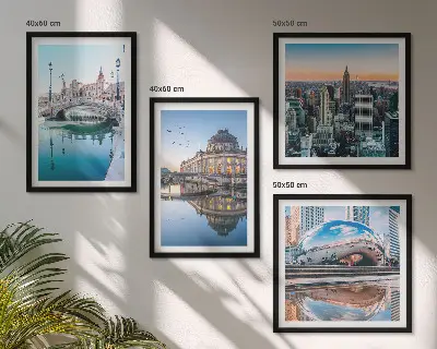 Architecture des villes sur l'eau ensemble de 4 tableaux